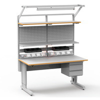 Banco de Trabajo ESD Antiestático para Laboratorio, Hospital, Escuela, Taller, Almacén, Uso Modular, Accesorios, Construcción de Acero Laminado en Frío, Motor