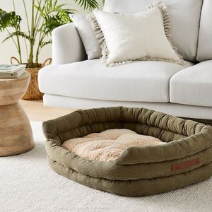 Vente en gros de lits pour animaux de compagnie en velours côtelé de haute qualité, lit rond en forme de beignet pour chiens de petite, moyenne et grande taille - Product Image 2