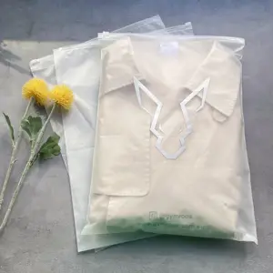 Riciclabile borsa con cerniera in plastica trasparente personalizzata jeans t-shirt giacca confezione con chiusura a chiusura lampo smerigliata sacchetto in poli sacchetti di indumento per abbigliamento