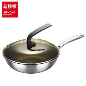 304 Stainless Steel Wok 30Cm Honeycomb Non Stick Cooking Pot For <b>Kitchen</b> Use - Product Image 4