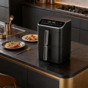 Friteuse à air double panier 2026, 12L, 2800W, contrôle numérique, minuterie 0-60 min, 200 ° Poignée en acier inoxydable sans huile avec contrôle de température C - Product Image 6