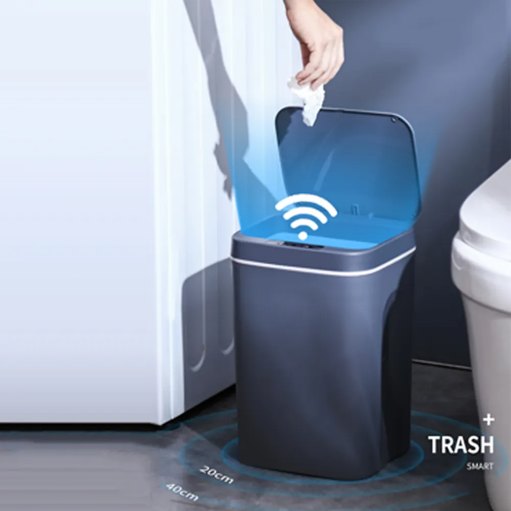 Tempat Sampah Induksi Tanpa Sentuh Modern, Tong Sampah Sensor Cerdas dengan Tutup, Aksesori Dapur, Tempat Sampah Otomatis Plastik