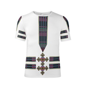 Personalizada de los hombres etíope tradicional Habesha diseño 3D impreso Etiopía negro camiseta barata de poliéster Top Camiseta de manga corta - Product Image 6