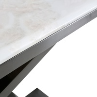 Table console moderne en acier inoxydable noir sur mesure, avec plateau en marbre naturel Picasso, pour appartement, villa, salon, facile à nettoyer