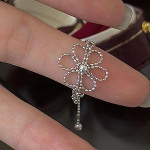 Bague en argent pur S925, fabrication artisanale italienne, motif floral, design simple et tendance, vintage, réglable - Product Image 4