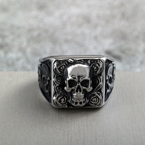 Stainless Steel Punk <b>Ring</b> Skeleton Design Halloween Hip Hop Jewelry - Product Image 3
