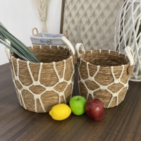 Paniers à linge faits à la main, organisateur de rangement panier de jardinière en paille tissée panier de rangement en osier avec poignées