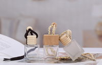 Diffuseur de désodorisant vide en verre givré pour voiture, bouteille de parfum suspendue avec bouchon en bois, vente en gros, 10ml