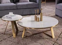 Nouveau design de table centrale populaire pieds en métal doré dessus en marbre table basse de salon 10 en acier inoxydable personnalisé moderne
