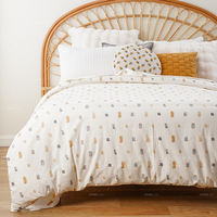 Luxe 100% coton mélange lit housse de couette lin lavé imprimé personnalisé gris Geo taies d'oreiller 3 pièces maison literie décor