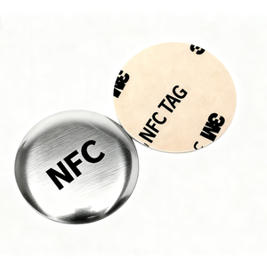 Fabrieksdirecte levering Anti-metaal NFC <span class=keywords><strong>RFID</strong></span>-<span class=keywords><strong>tag</strong></span> <span class=keywords><strong>13.56MHz</strong></span> ronde sticker label op maat gemaakte afmeting, logo voor industrieel & commercieel gebruik - Product Image 1