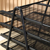 Vente en gros Classeur de bureau multifonctionnel Stable Amovible à cinq couches Stockage de données artistiques en fer forgé Stockage de bureau à grille métallique