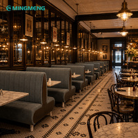 Ensemble de banquettes de restaurant MINGMENG, table ronde en faux marbre, revêtement en tissu, structure métallique, design industriel pour salle à manger