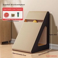 Griffoir vertical triangulaire pour chat en carton ondulé avec nid et jouet pour griffer