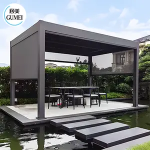 Modern Automatic Patio Pergola Outdoor Arches Bioclimatic Aluminium Pergola Opening Louvred Roof