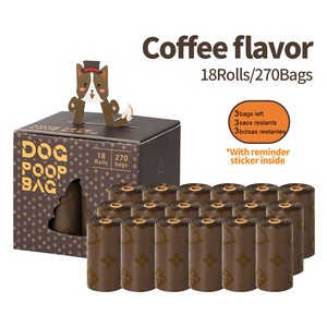 Sacs à déjections canines EPI Oxo-biodégradables parfum <span class=keywords><strong>café</strong></span>, extra épais 1,5 m, marron, anti-fuite, résistants, jetables, avec autocollants de rappel - Product Image 3