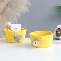 Panier tissé en coton doux écologique, petit bac de rangement pour chambre d'enfant avec patch lion arc-en-ciel, mini organisateur de maquillage de bureau, panier cadeau