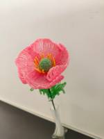 Einzigartige handgewebte Perlenblumen-Kunst mit Farbverlauf in Rosa Lilie für Sammler