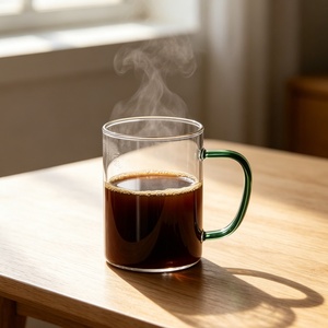<span class=keywords><strong>Tazas</strong></span> de Vidrio de Borosilicato Grueso con Asa de Color, Gran Capacidad, Vasos Transparentes para Agua, Café, Leche, Té, Yogur - Product Image 3