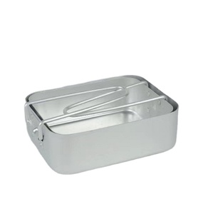Portable Outdoor Camping HBBR02 Aluminum Mess Tin 2 Pcs Kit Large Small in One <b>Set</b> <b>Lunch</b> Box - Product Image 1