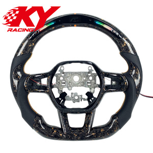 Volant en fibre de carbone forgé doré personnalisé avec LED RPM pour Honda Civic 9e et 11e génération, Accord 10e génération, SI, Acura Integra, CRV, Civic EX - Product Image 1
