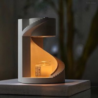 Pemanas Lilin Aromaterapi Tangga Spiral Elektrik Kuningan Buatan Tangan Lampu Malam LED Tanpa Api Timer Mati Otomatis Remote Pernikahan