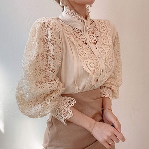 Camisas de Manga Abullonada para Mujer, Blusas de Encaje Bordado Estilo Lolita, Túnica Victoriana, Blusas Elegantes de Estilo Renacentista, Camisa de Manga Larga - Product Image 5