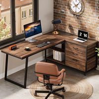 Bureau d'angle en forme de L Tribesigns de 53 pouces, bureau d'ordinateur d'angle réversible avec 3 tiroirs de classement et 2 étagères de rangement