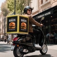 Boîte de livraison LED intelligente avec gestion 4G WiFi, affichage synchronisé CMS à distance, panneau d'affichage numérique mobile pour groupes de restaurants multi-chaînes
