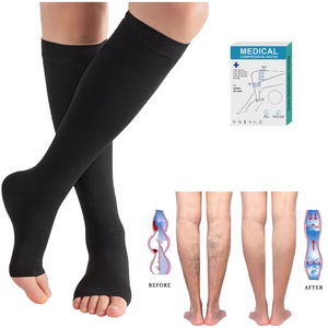 All Size Knee-High Medical Compression Socks Stockings 15-20/20-30mmHg Nude/Black Reduce <strong>Varicose</strong> <strong>Veins</strong> - Product Image 2