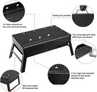 Barbecue au charbon de bois portable moderne à brûleur unique, pieds pliables, commande tactile, pour 2-3 personnes, facile à assembler, intérieur/extérieur