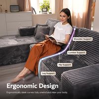 Sofa korduroi Modern tanpa tulang, 2025 2026 Modular terkompresi bentuk U untuk ruang tamu