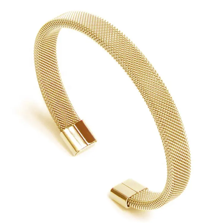 Best Quality Gold Plated Mesh Bracelet Handmade Wrist Hand Bracelet Stainless Steel Men Gold Luxury Bracelet
