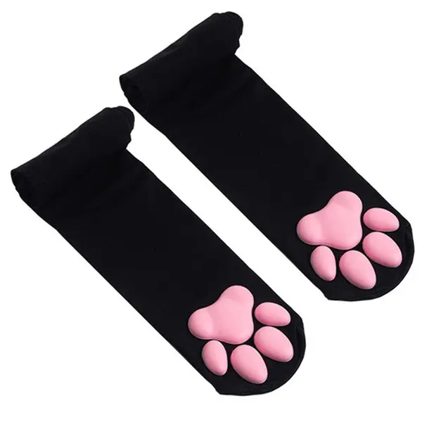 Meias de compressão pata de gato, meias para meninas e jovens, com coxa, 3d