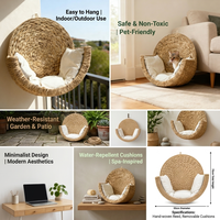 Lit pour chien et chat Petduke, luxueux et moderne, en jacinthe d'eau solide, fait main, housse amovible, imperméable, écologique, toutes saisons