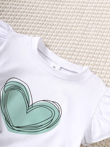 T-shirt à manches courtes et à volants peignés pour <span class=keywords><strong>fille</strong></span>, pantalon, ensemble 2 pièces avec <span class=keywords><strong>ceinture</strong></span> et nœud, ensemble décontracté de vêtements pour enfants - Product Image 4