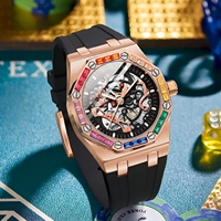 Montres Mécaniques ONOLA NOUVEAU Logo Personnalisé, Montre Diamant Homme Squelette Automatique, Montres-Bracelets de Gros OEM
