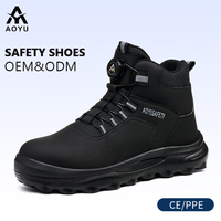 Chaussures de sécurité hiver 2026 OEM anti-rayures imperméables avec embout en acier pour femmes/hommes, bottes de travail rotatives en daim et fourrure, tige en toile