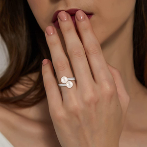 Joyería de lujo, anillo de perlas de agua dulce de Plata de Ley 925 para mujer, joyería de perlas de moda de alta calidad al por mayor