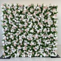 E 8ft x 8ft pernikahan kembali drop dekorasi Pink bunga dinding Panel 3D Roll Up sutra buatan bunga mawar dinding latar belakang untuk pesta acara