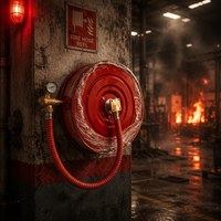 Enrouleur de tuyau d'incendie en acier inoxydable certifié BS avec longueur de tuyau personnalisée 25 mm, installation facile pour la protection incendie dans les espaces publics