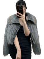 Manteau court pour femme en fourrure de raton laveur bleu véritable, respirant, chaud et élégant pour l'hiver