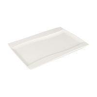 Assiette de table rectangulaire en mélamine blanche résistante, vaisselle en plastique, décoration de mariage