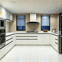 Meuble de cuisine bas moderne à 3 tiroirs RTA avec évier et robinet, prêt à assembler, unité de rangement de cuisine modulaire