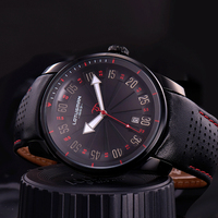 Jam Tangan Kuarsa Pria, Gaya Baru Mewah Elegan Sabuk Kulit Dial Biru Tampilan Digital Besar Orologio Da Uomo