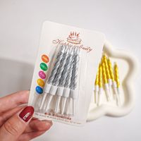 6,6cm Metallische Gold Silber Roségold Rot Lila Spiral-Geburtstagskerzen 6er-Set Gedrehte Kuchendekoration für Partydekoration
