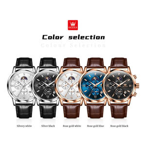 Montre à quartz multifonctionnelle de luxe pour homme, avec logo personnalisé, phase de lune et chronographe, modèle 9812 OEM populaire - Product Image 6