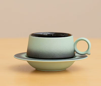 Ensemble tasse et soucoupe en céramique couleur unie dégradée, design rétro américain de luxe léger, coffret cadeau