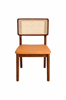 Chaise de salle à manger en bois au dossier canné, style moderne et élégant, ergonomique, siège rembourré, écologique, pour salle à manger et bureau à domicile