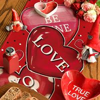 Chemin de table pour la Saint-Valentin 13 * 72 pouces Chemin de table rouge à cœur, utilisé pour la décoration de la Saint-Valentin et des anniversaires